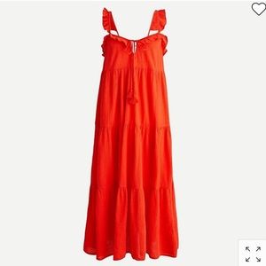 NWT J. Crew Red Ruffle Maxi Beach Dress